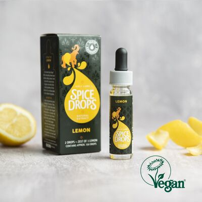 Extracto natural de ralladura de limón, gotas de especias, aceite esencial, vegano