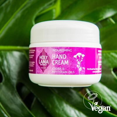 Crema de manos hidratante ayurvédica con aceites de neem y neroli, natural, vegana