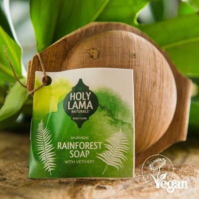 Natürliche handgemachte ayurvedische vegane Vetiver-Seife für Hand und Körper - Regenwald
