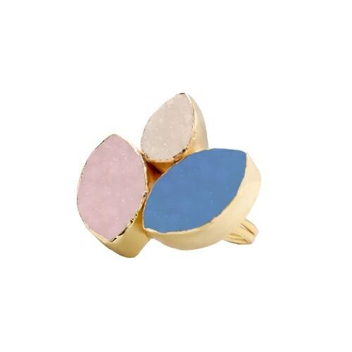 Grayas Ring Ed.Limitiertes poliertes Weiß, Pink und Blau