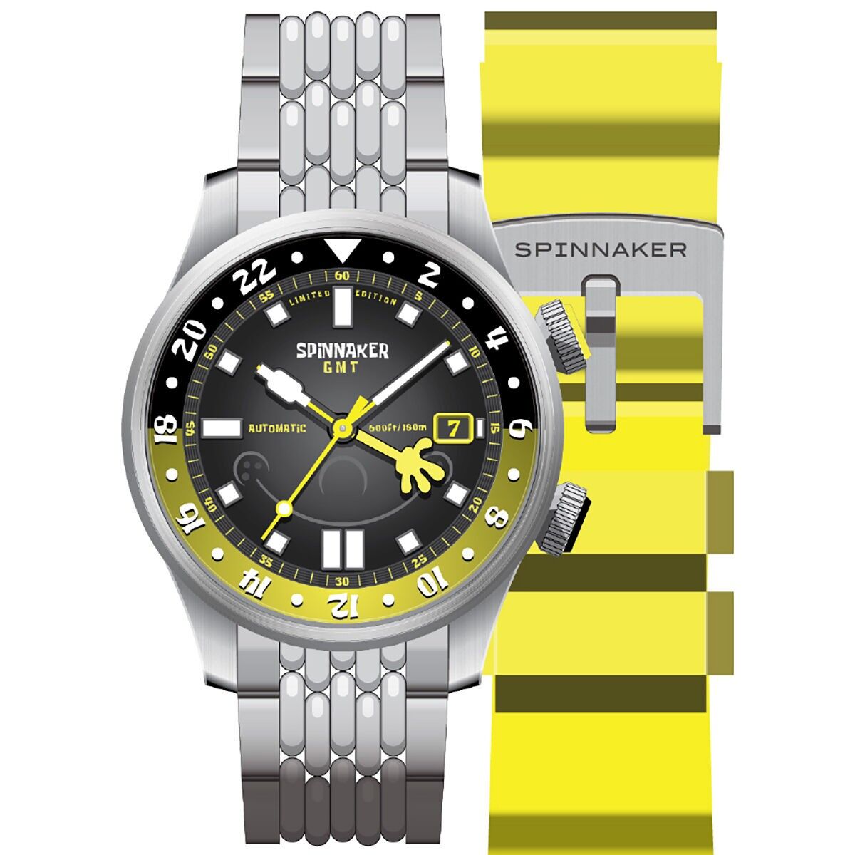 SPINNAKER - BRADNER GMT AUTOMATIC SPONGEBOB SQUAREPANTS BUBBLY GRINS LIMITED EDITION - SP-5162 - Montre homme - Mouvement japonais GMT automatique