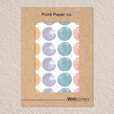 Autocollants muraux à pois aquarelle – Amovibles – Lot de 24 – 4 cm