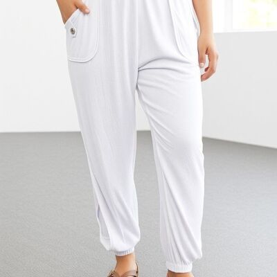 Pantalones holgados blancos de talla grande (B117)