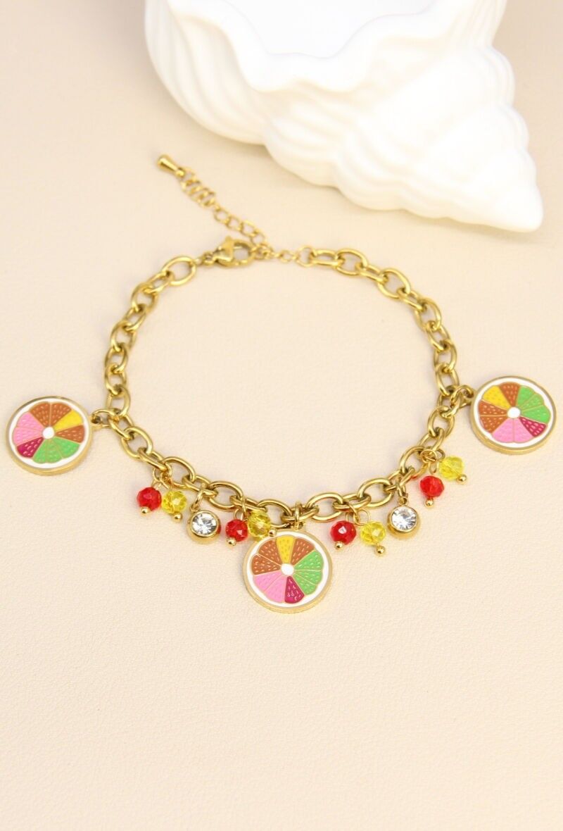 Bracelet Pamplemousse en Acier Inoxydable – Fraîcheur Citrine et Élégance