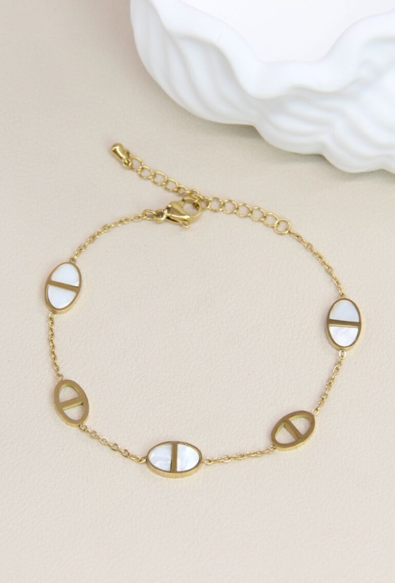 Bracelet maillon nacre en acier inoxydable : Élégance et éclat naturel