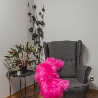Alfombra de piel de oveja islandesa auténtica teñida en rosa oscuro, de lana suave, Schaffell Hygge (90-100 cm)