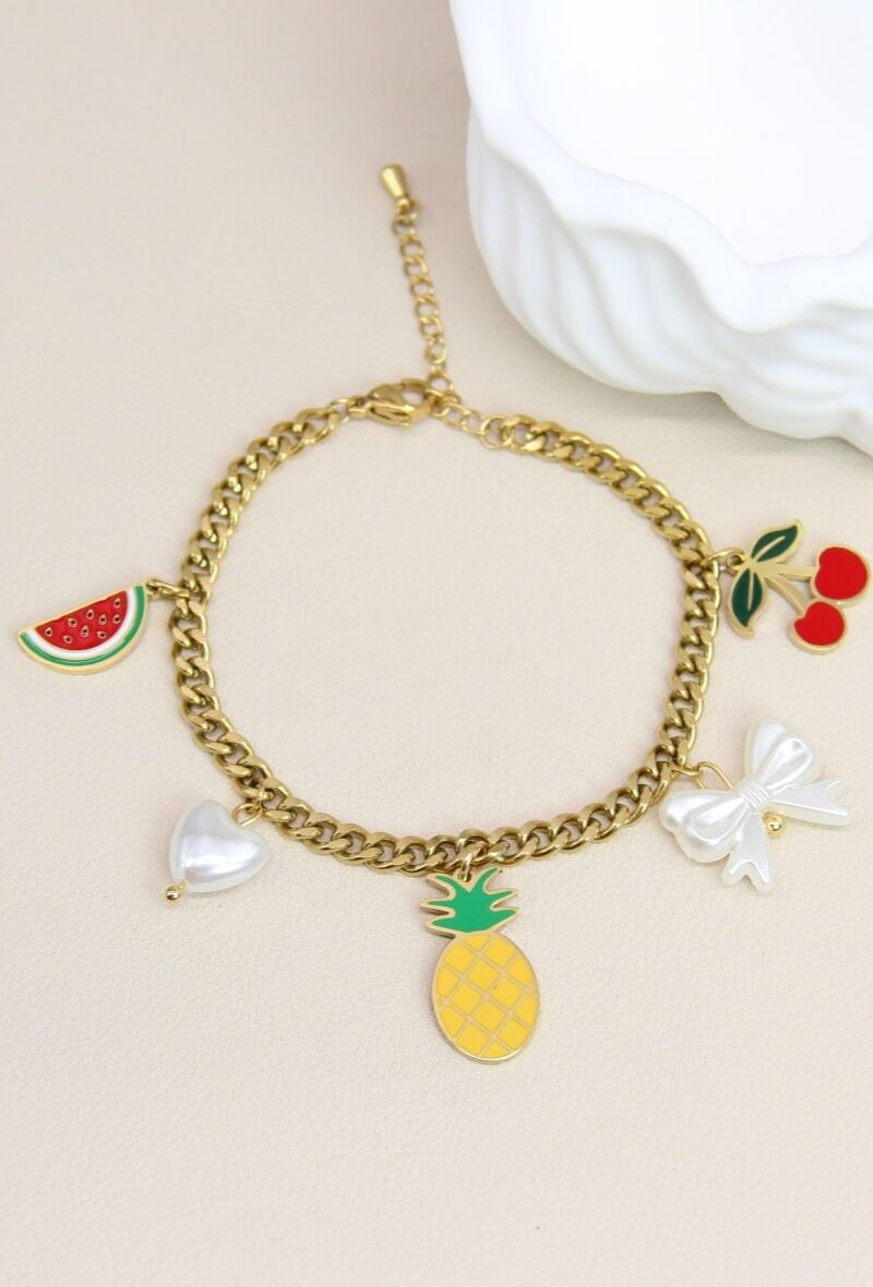 Bracelet en Acier Inoxydable orné de breloque Pastèque