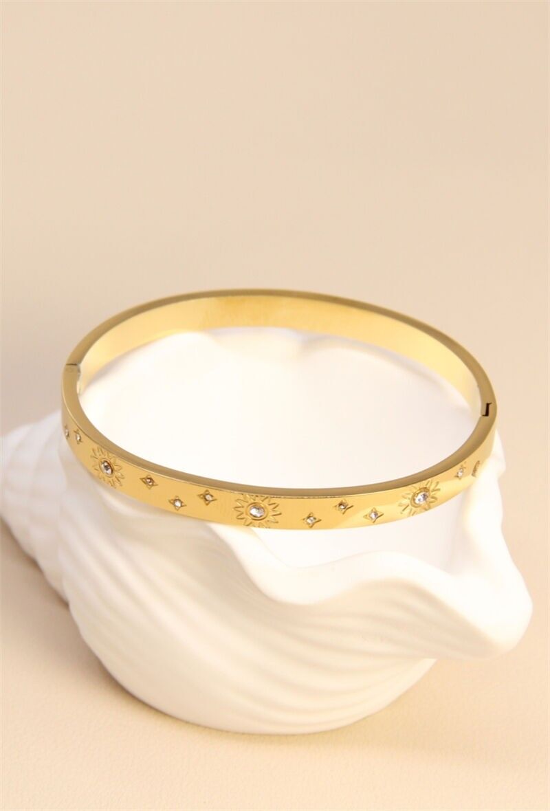 Bracelet Jonc Étoile Orné de Strass en Acier Inoxydable – Éclat Raffiné