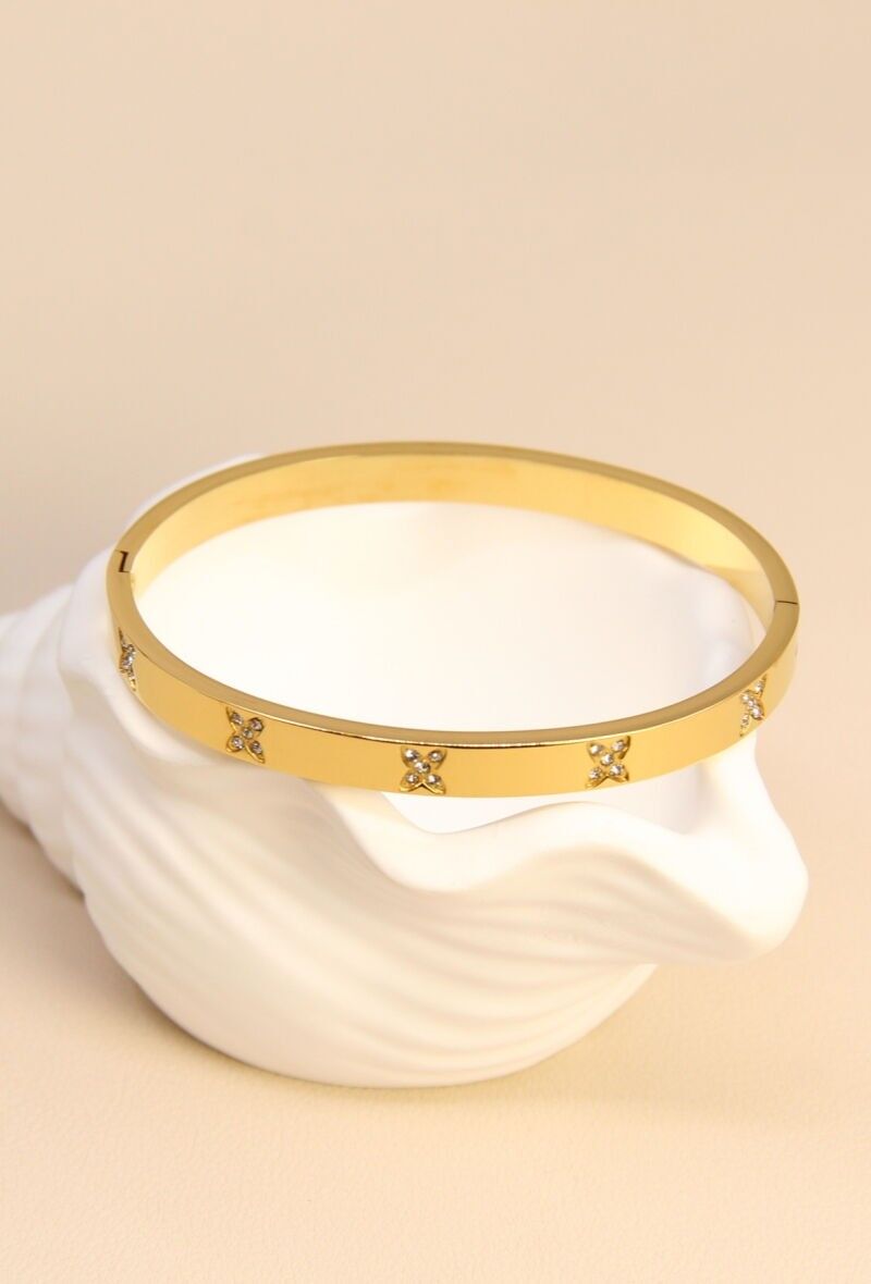 Bracelet Jonc Étoile Orné de Strass en Acier Inoxydable – Éclat Étincelant