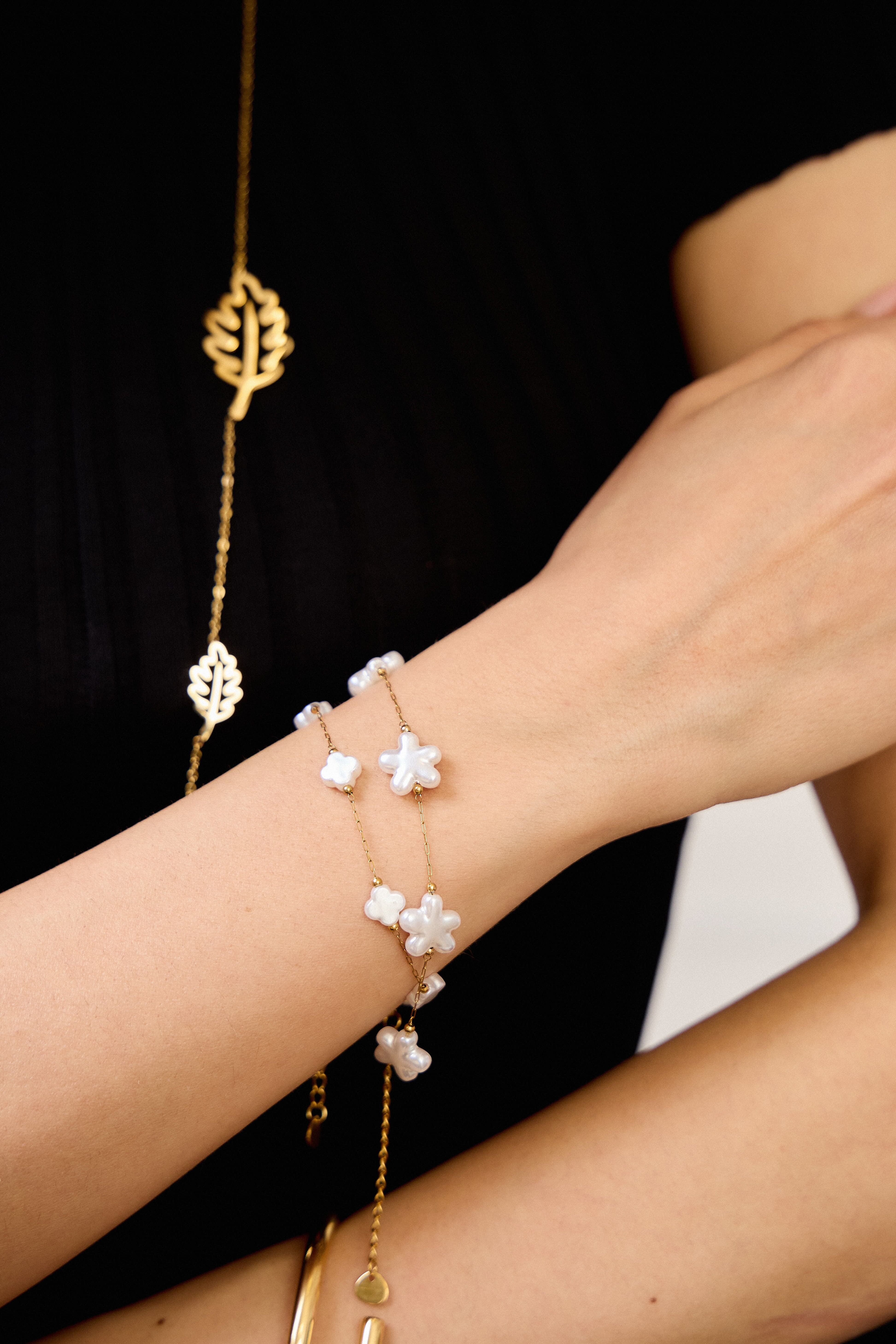 Bracelet Perle & Étoile – Éclat Céleste en Acier Inoxydable