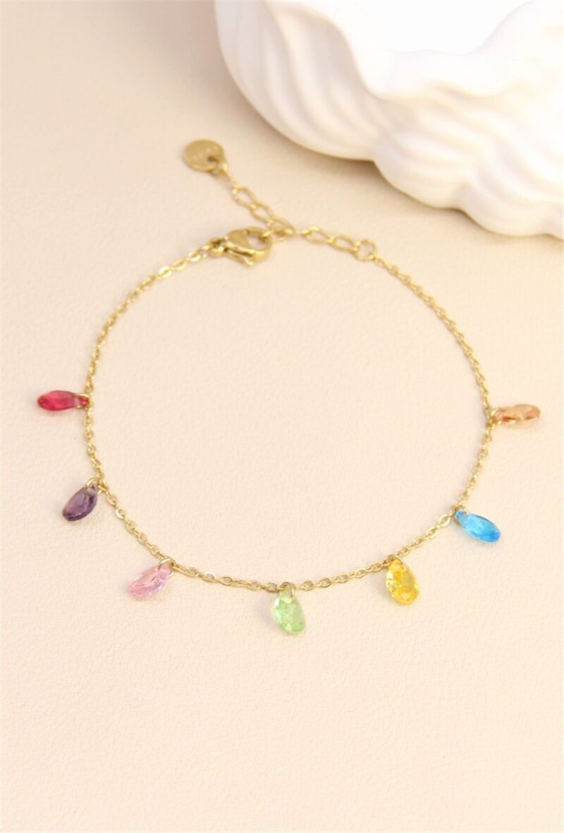 Bracelet goutte en verre – Acier inoxydable