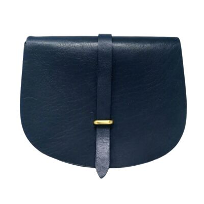 Sacoche en cuir à fermeture à boucle Sam - Bleu marine
