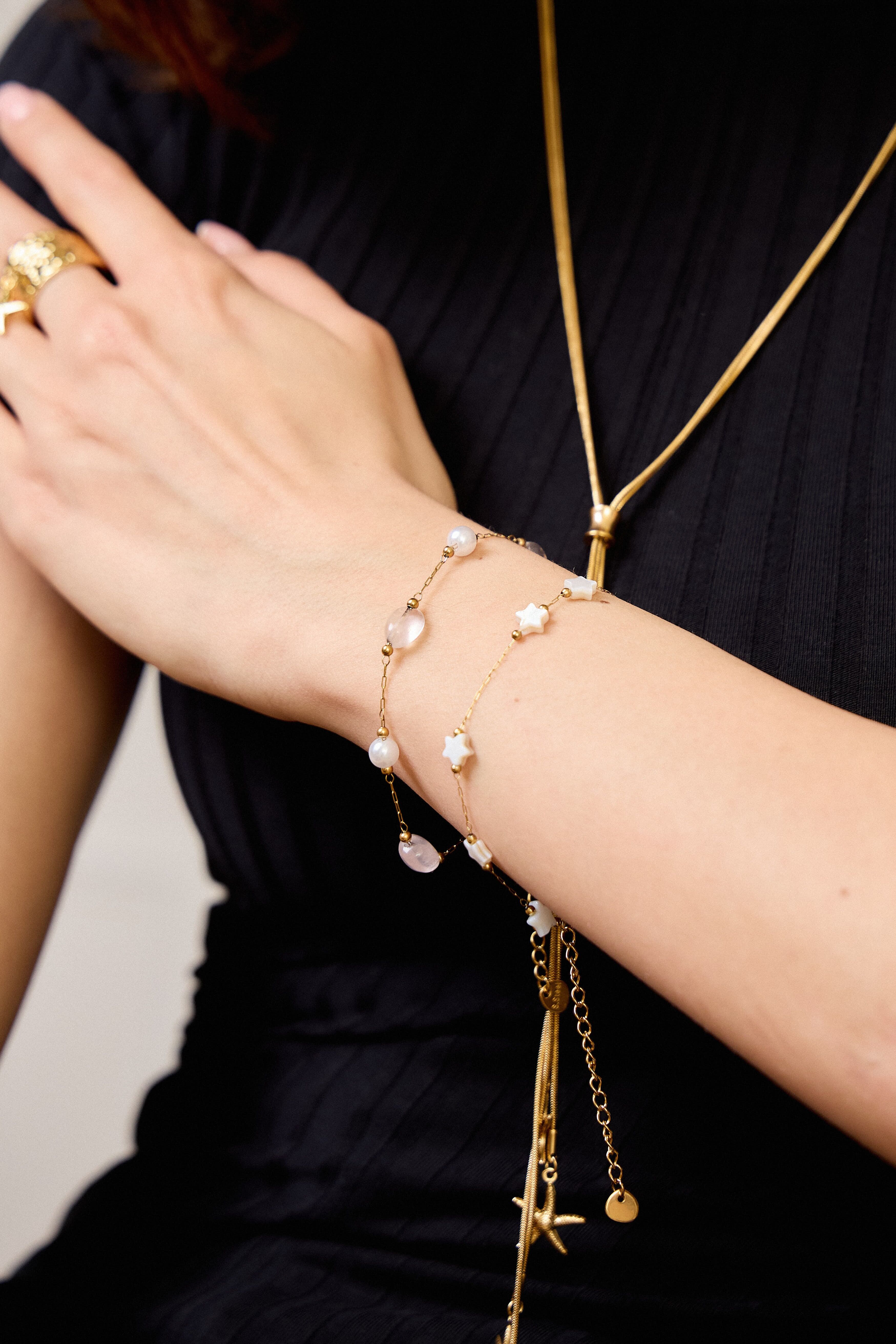 Bracelet pierre quartz rose & perles – Douceur et amour au poignet