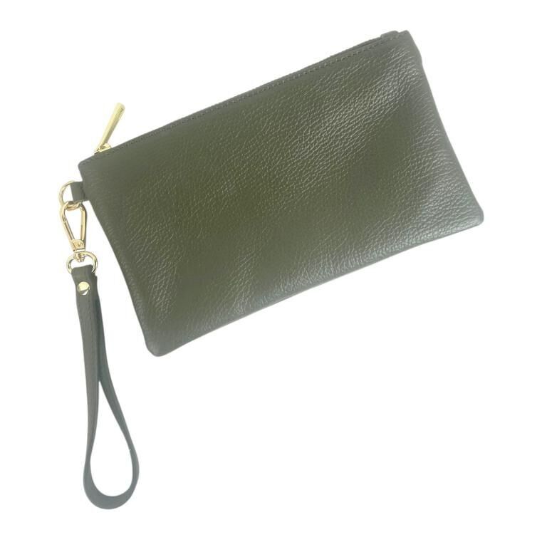 Borsa a mano in pelle con manico corto e cerniera Promo