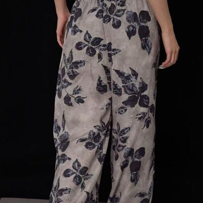 Pantalones de verano de seda floral - Primavera, Verano