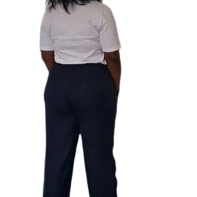 Pantaloni in puro lino blu navy