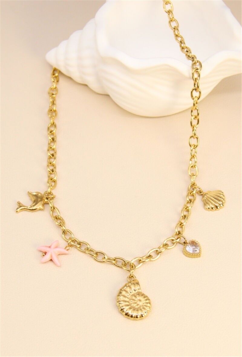 Collier à Breloques Élégantes en Acier Inoxydable