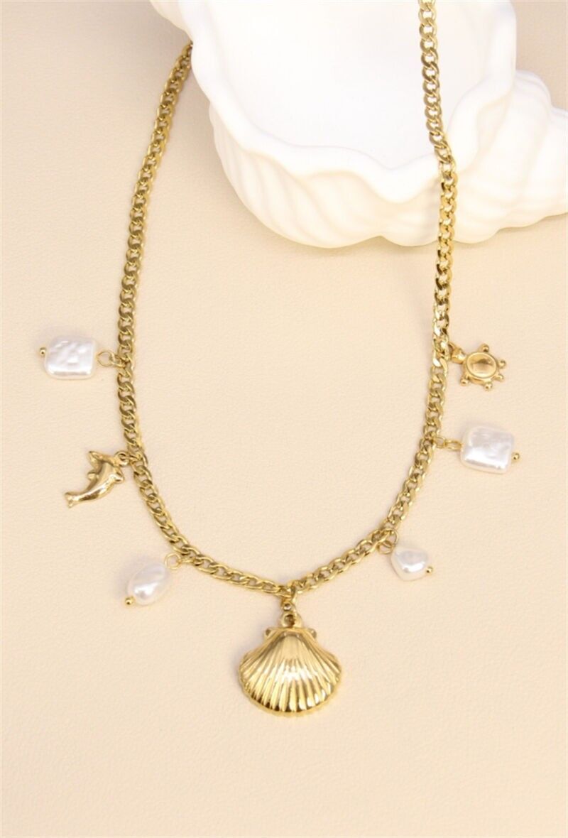 Collier à Breloques en Acier Inoxydable - Charms Marins Amovibles