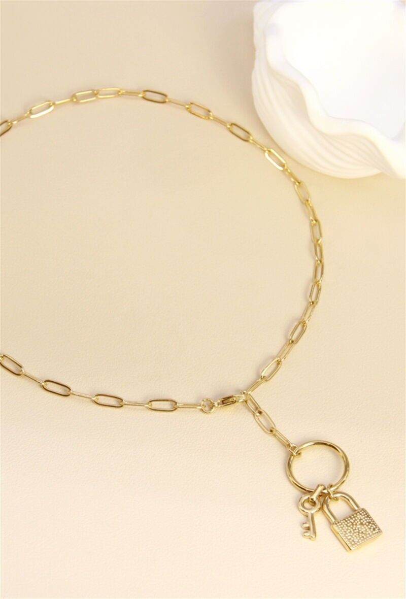 Collar con candado y lave de acero inoxidable: Moderne Eleganz und Schlichtheit