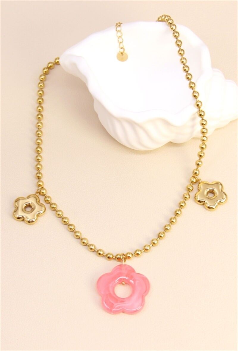 Collier Fleur Multicolore – Élégance Inoxydable