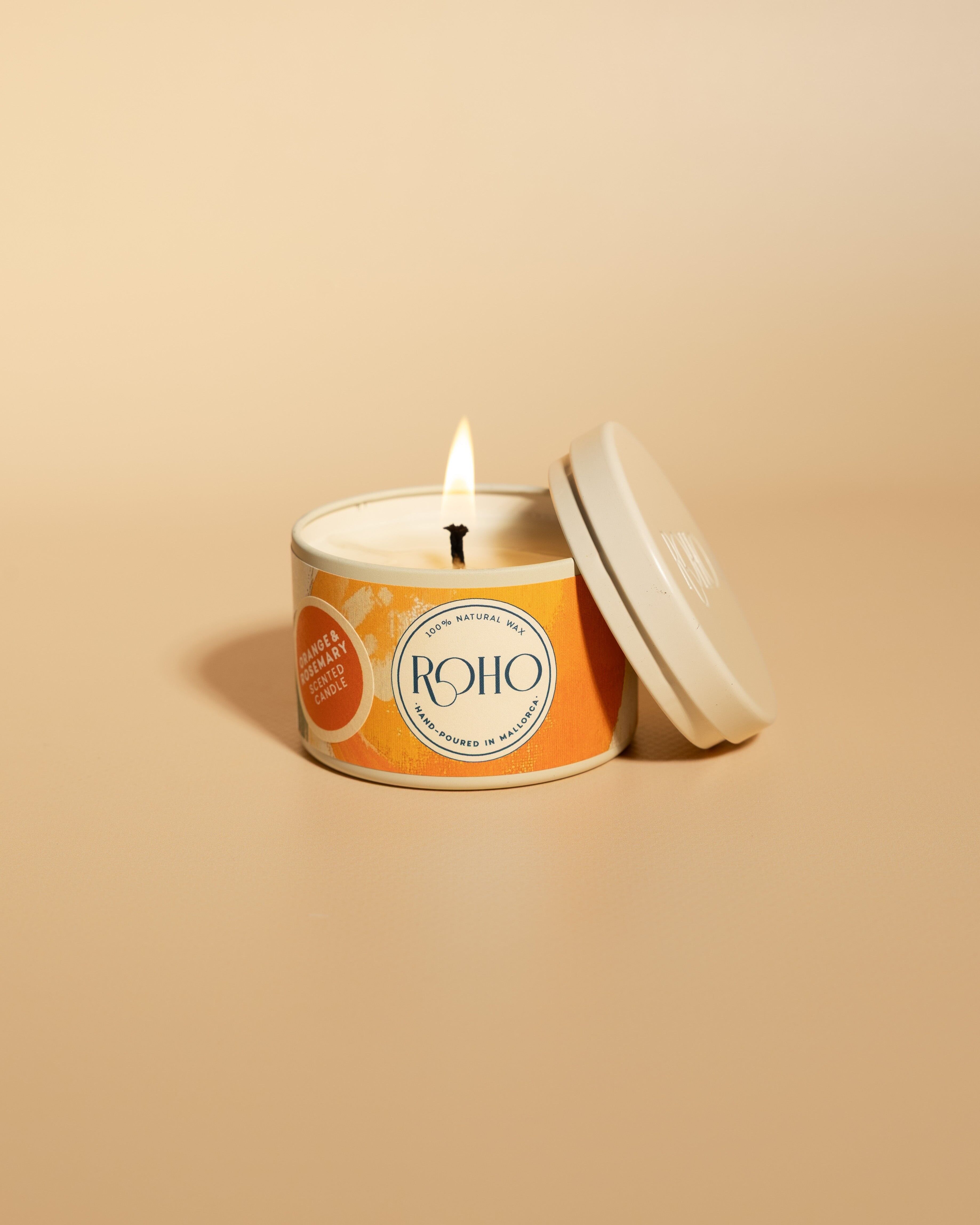 Orange & Rosmary I Tin 90 gr I scented candle I 100% natural wax I hand-poured in Mallorca