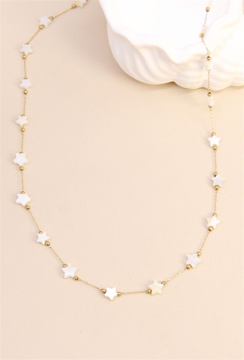 Collier Nacre & Citron en Acier Inoxydable – Fraîcheur & Élégance