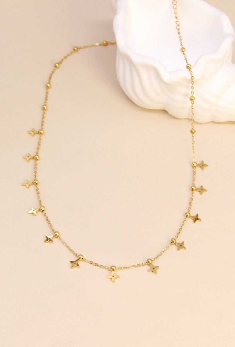 Collier acier inoxydable - pampilles étoiles minimalistes