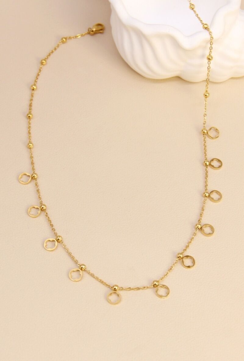 Collier acier inoxydable – pampilles cercles ajourés élégants