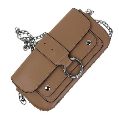 Borsa a tracolla sintetica da donna con doppia patta