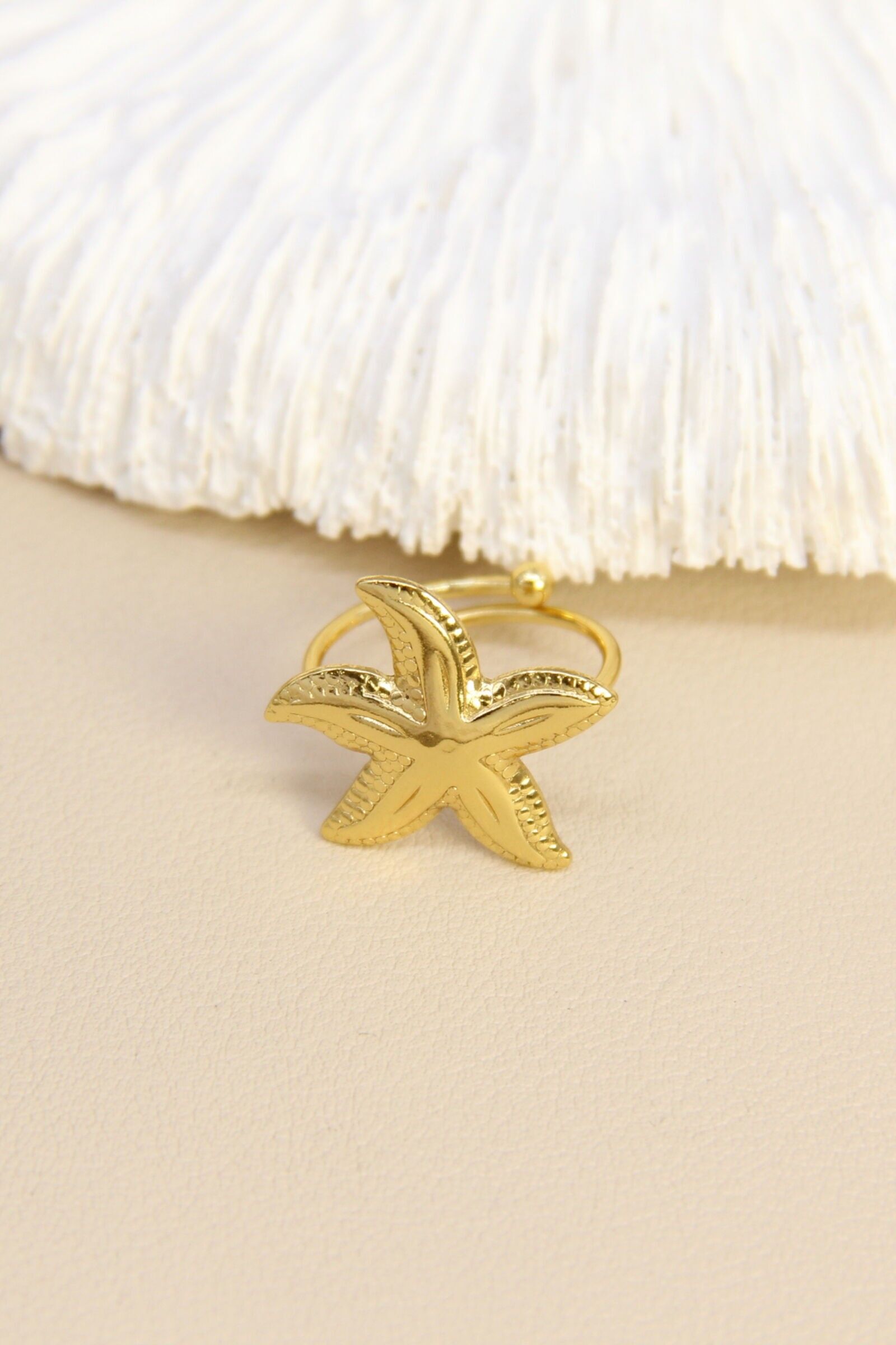 Bague étoile de mer – acier inoxydable doré