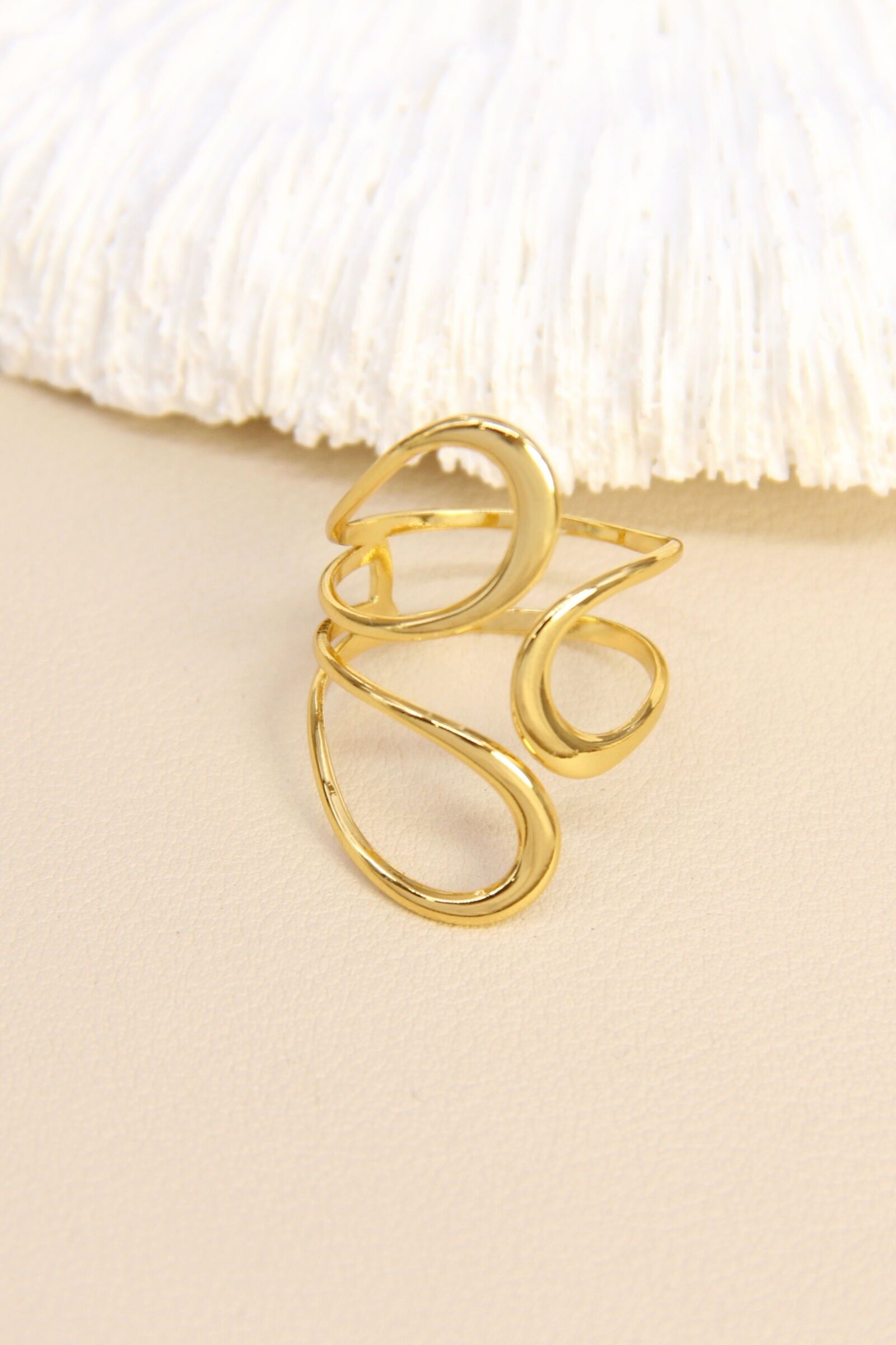 Bague goutte acier inoxydable – design fluide et moderne