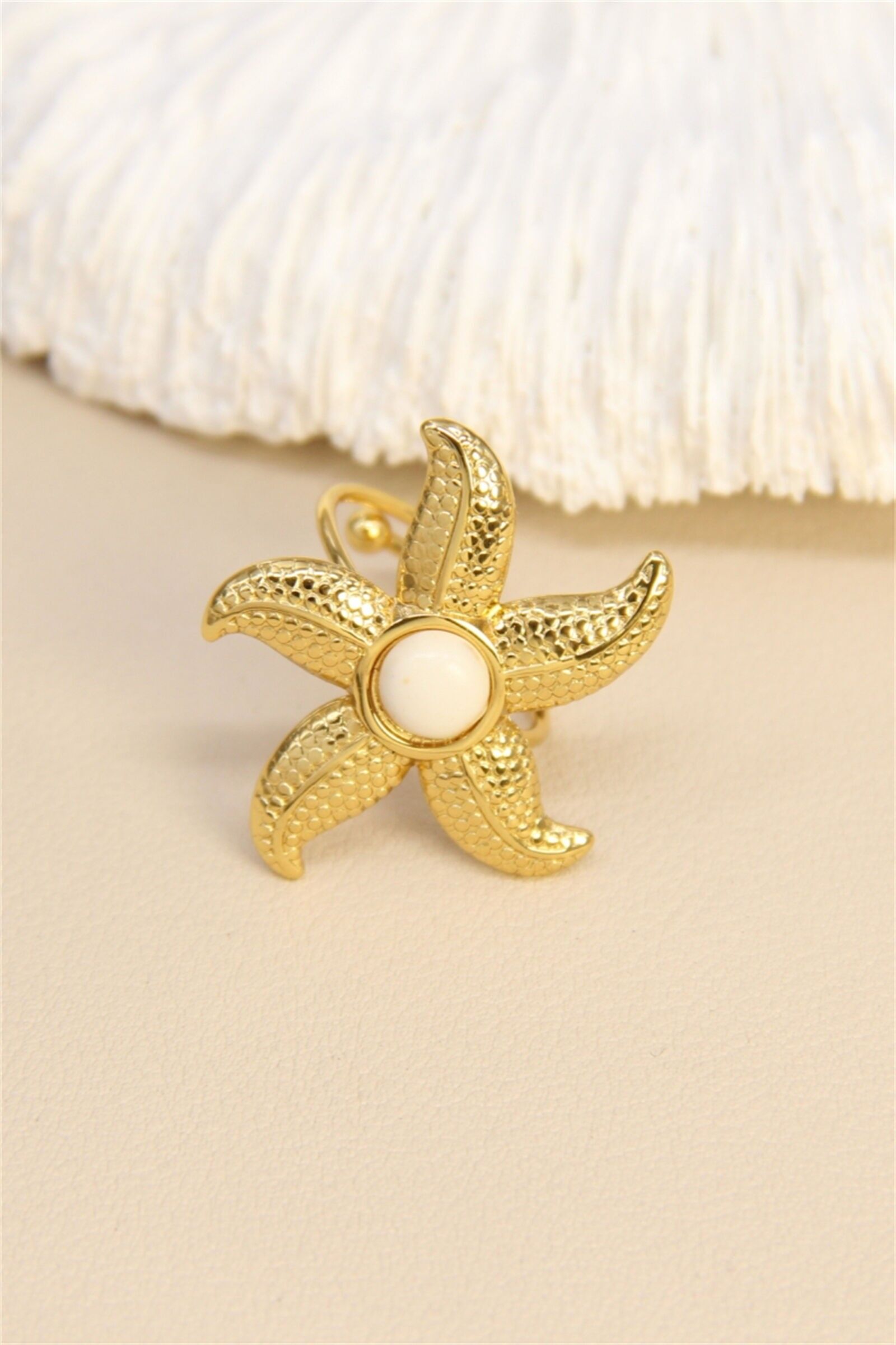 Bague étoile de mer dorée – Acier inoxydable