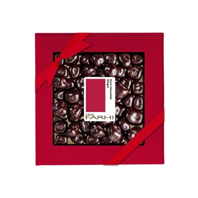 Jengibre cristalizado recubierto de chocolate negro, sin aceite de palma, 250 g
