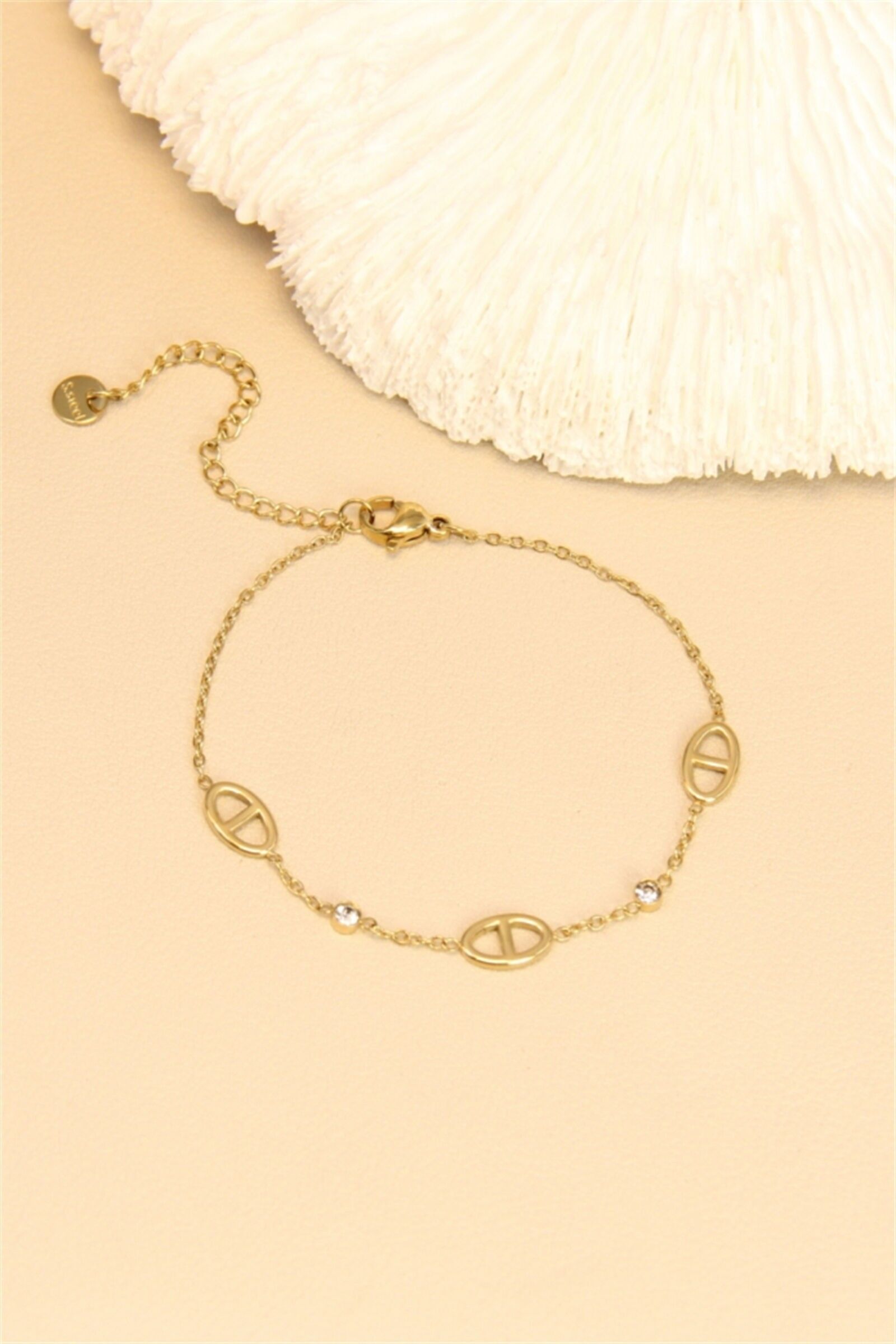 Bracelet fin acier inoxydable – Maille marine et strass délicats