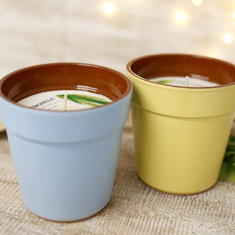 Citronella - 2 candele alla citronella in vaso colorato