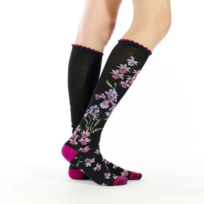 Mi-bas Iridis - Chaussette haute à fleurs - 36/41