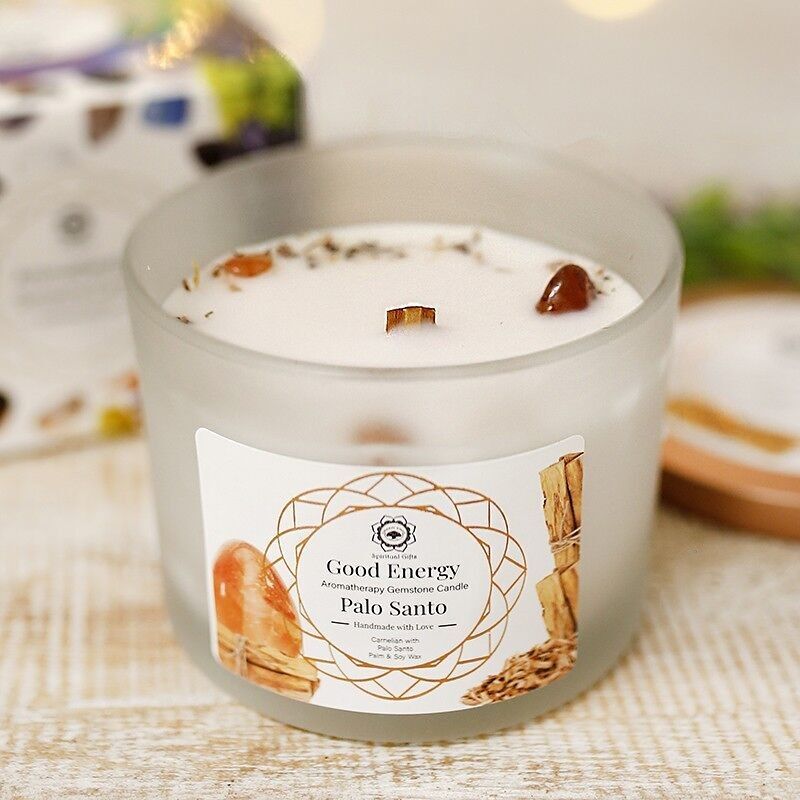 Buona energia - Candela in pietra semipreziosa Palo Santo