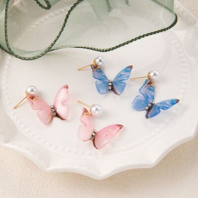 Butterfly Pearl Drop Earrings – Summer Garden Collection