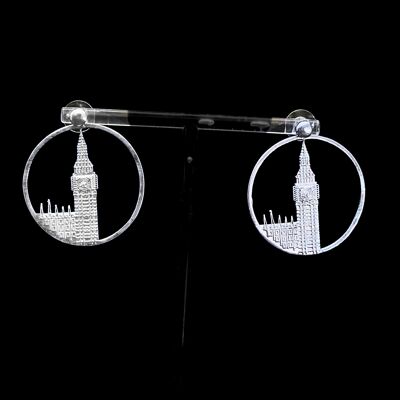 Orecchini a bottone e a cerchio Big Ben grandi in argento