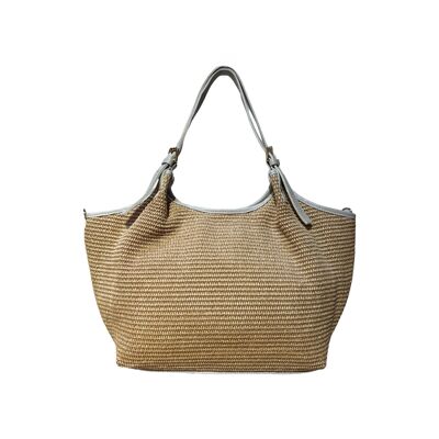 BORSA A MANO OLGA IN RAFIA CON BORDI IN PELLE
