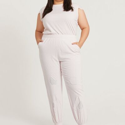 Pantalones holgados blancos de talla grande (B119)