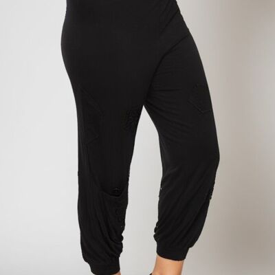 Pantalones holgados negros de talla grande (B119)