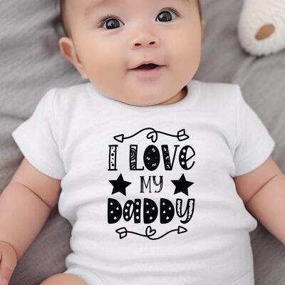 Chaleco para bebé, pelele, pijama enterizo, babero con la frase "Amo a mi papá" en blanco y negro
