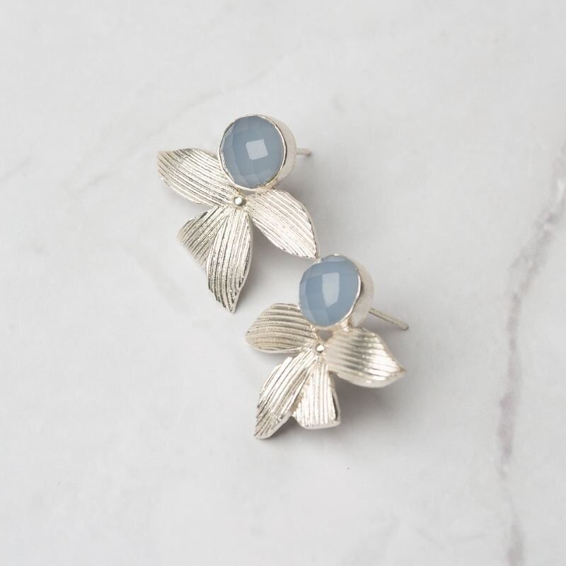 Gracia Ed. Ohrringe.Limitiertes Silber Hellblau