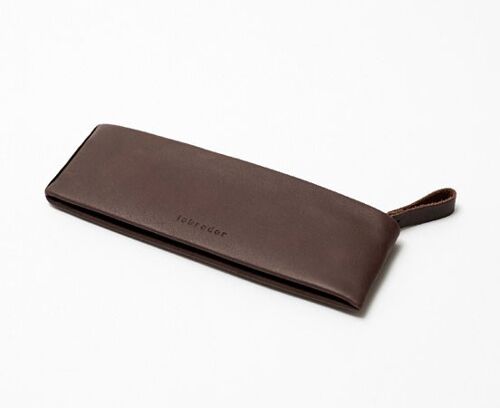 Trousse en cuir zippée XS Chocolat