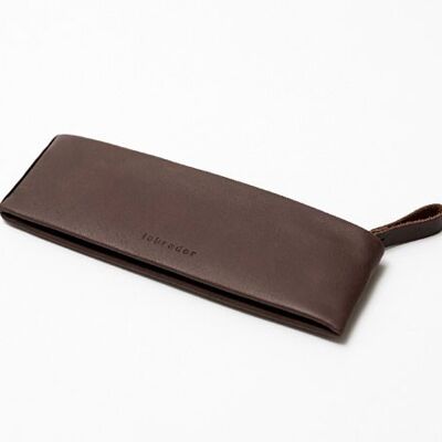 Trousse en cuir zippée XS Chocolat