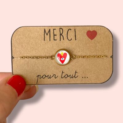 Bracciale a forma di cuore messicano, finitura oro o argento