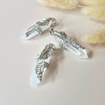 Gemstone Rock Crystal Necklace Pendant with Graceful Holder – 4.5 cm