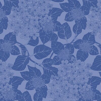 Chemin de table Antitache Hortensias Bleu 100% Pur Coton Bio