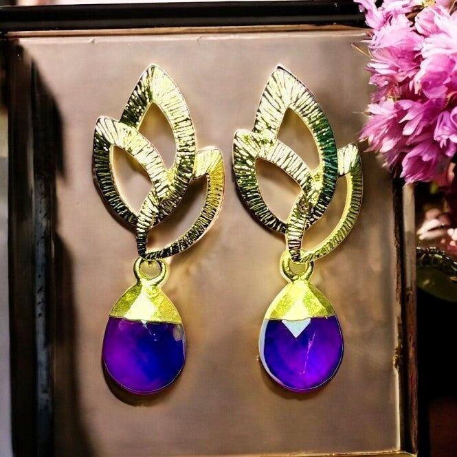 Orecchini in oro "ORIANNE", ametista in oro fino